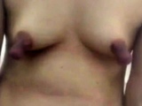 Mature playing with extreme big nipples