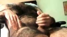 very hairy man cumming