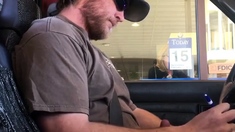 Horny Guy Bustin A Nut at the Bank ( Hands free Public Cum )