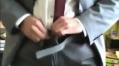 He shows us his new suits and he like to jerk off