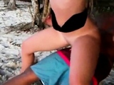 White girl fucks black guy on beach