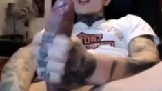 Latin Tattoo Biggest Cock Cumshot