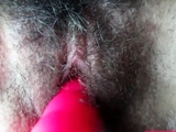 My hairy girl with a vibrator