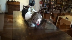 Blonde Hogtied On The Table