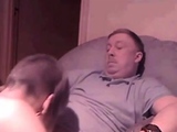Old Guy Receives Blowjob From Young Skinhead Girl On Webcam