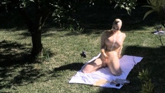 Solo eurobabe masturbating outdoors