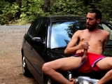 Big-Cock Hunk Jerks Off Outdoors