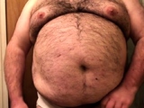 Fat Bear Strokes Clitty and Plays with Belly and Breasts