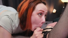 The Redhead Babe Deepthroated Tranny's Dick.