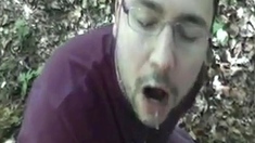 Bear Cub Blows a Load in His Mouth and Swallows