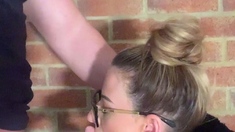 Blowjob and handjob from slutty amateur blonde