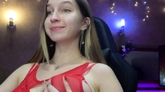 Cute blonde with big boobs solo