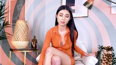 Naughty Asian milf Julia solo masturbation close up