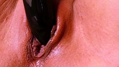 Close up pussy gape and toy