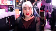 Amateur solo with a hot busty tranny