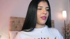 Big tit shemale jerks her long cock