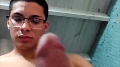 Sexy Latin Fills His Big Cock With Milk!