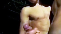 Twink Gets A Helping Hand From His Buddy Outdoors