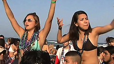 Smoking Hot Latinas At A Wild Beach Party Show Off Their Knockers