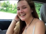 College girl wants to fuck in the car at broad day light