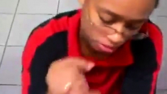 Cashier Gives A Random Guy A Public Bathroom Blowjob