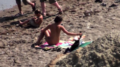 Public outdoor sex on the beach by private couple