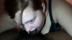 White girl pleasing her black boyfriend by sucking his BBC